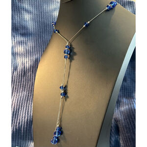 Women's Unbranded Necklace Blue Crystal Beaded Y Drop
